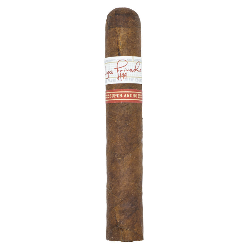 Cigar with a label on a white background